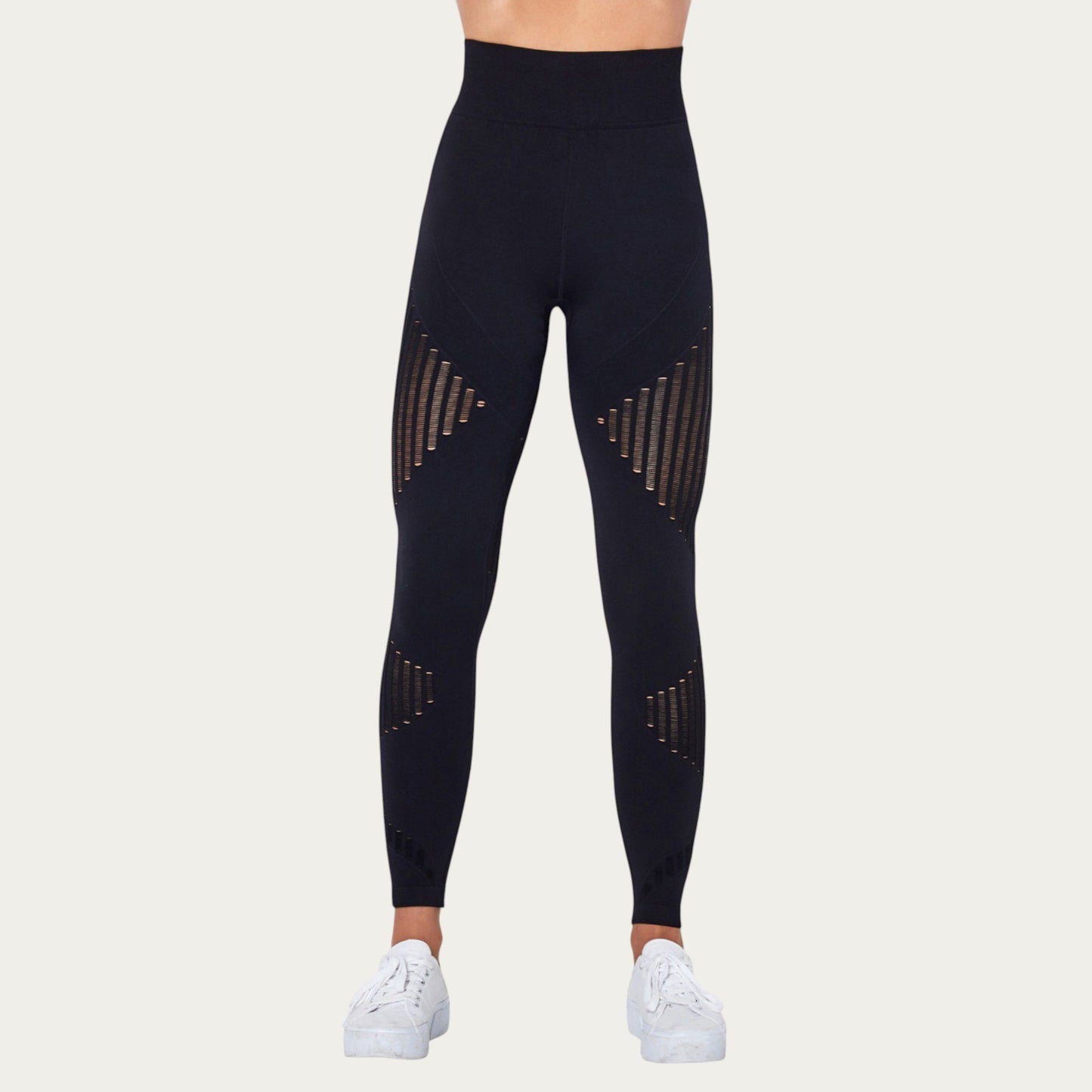 Seamless Patterned Leggings with Ribbed Details and Contouring Panels