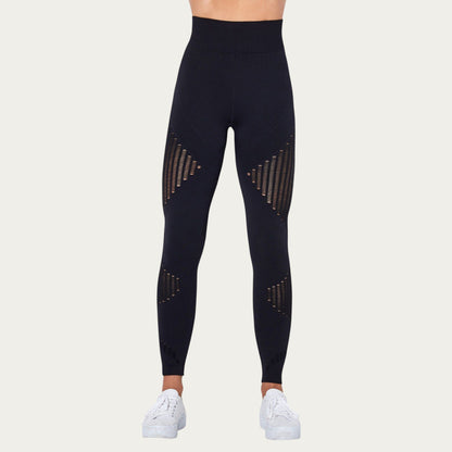 Seamless Patterned Leggings with Ribbed Details and Contouring Panels