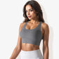 Scoop Neck Stretchy Cropped Banded Criss Cross Back Sports Bra