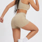 High Waist Crossover Waistband Pocket Workout Biker Shorts