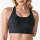 Scoop Neck Stretchy Cropped Banded Criss Cross Back Sports Bra