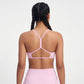 Padded Strappy Back Sports Bra Tank Top Scoop Neck Workout Yoga Crop Top