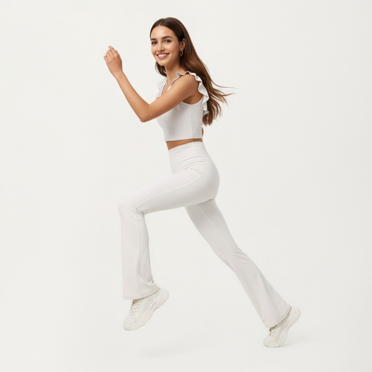 High Waist Flare Sweatpants with Slim Fit Stretch Fabric