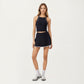 High Neck Ribbed Cropped Tank Top with Contrast Piping Trim