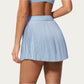 Pleated Athletic Skort with Built-In Shorts and Side Pocket
