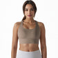 Scoop Neck Stretchy Cropped Banded Criss Cross Back Sports Bra