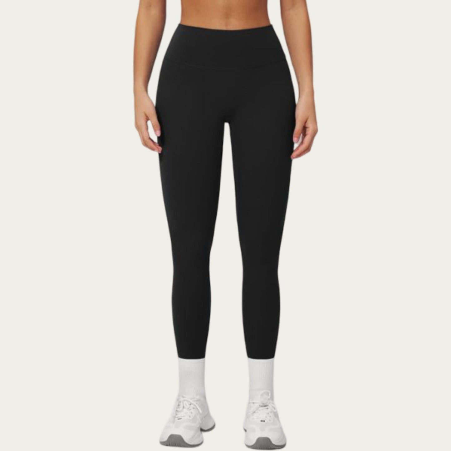 High Waist Leggings with Smooth Stretch Fabric and Curved Seam Detail