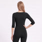 Scoop Neck 3/4 Sleeve Fitted Workout Top