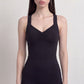 Sleeveless Active Romper with Cross Back Straps Ruched Bust Contour Seams and Fitted Shorts