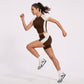 Short Sleeve Cropped Workout Top Crew Neck Fitted Athletic Shirt for Running Gym Training