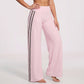 High Waist Wide Leg Workout Pants with Contrast Side Stripes
