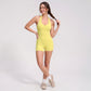Halter Neck Active Romper Sleeveless Open Back Workout Yoga One Piece Shorts Jumpsuit