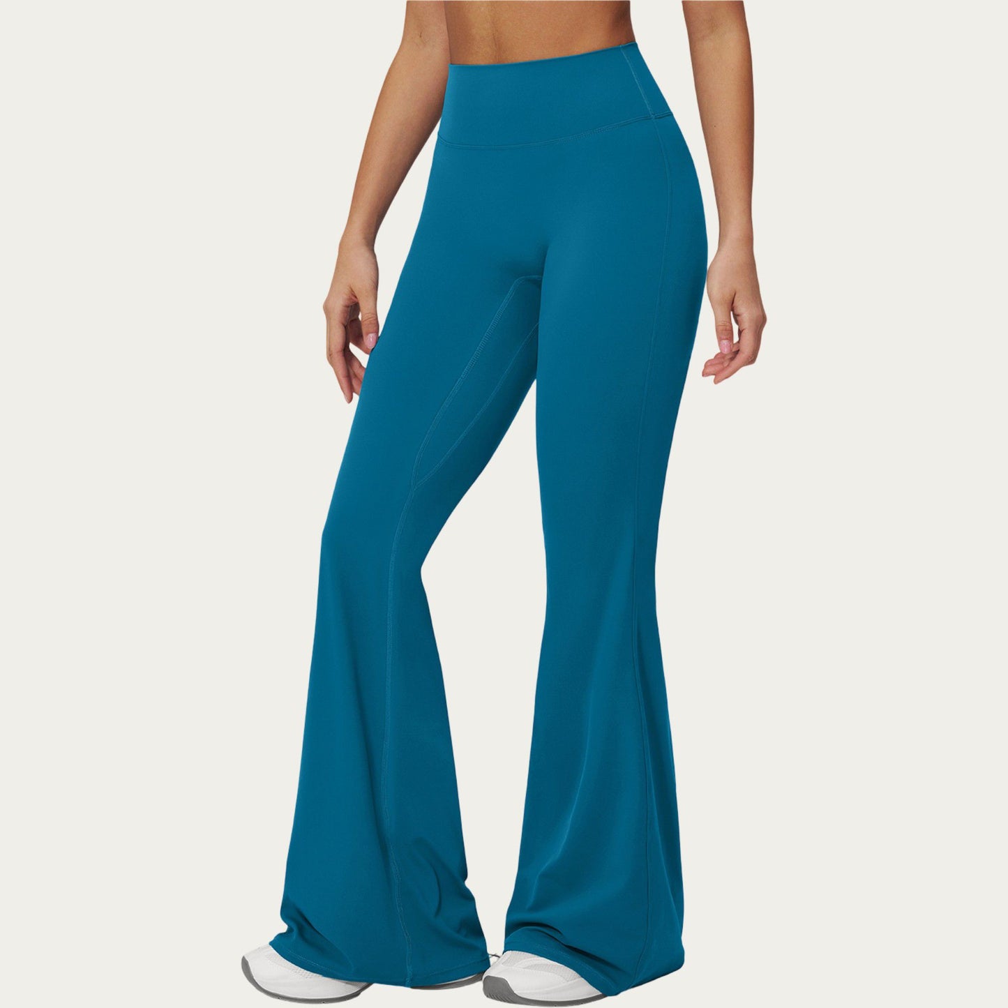 High Waist Flare Yoga Pants with Wide Leg Stretch Fit and Seam Detail