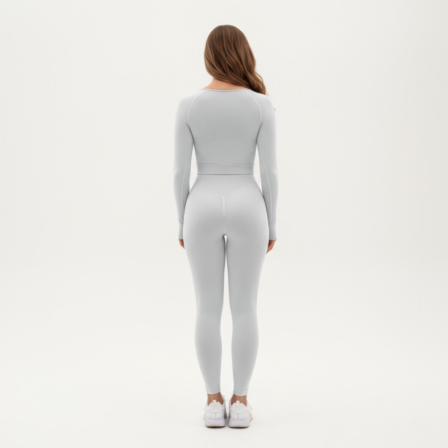 Seamless Long Sleeve Cropped Top with Thumbhole Cuffs and Fitted Waistband