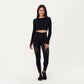 Long Sleeve Seamless Crop Top with Ribbed Texture and Contour Panels