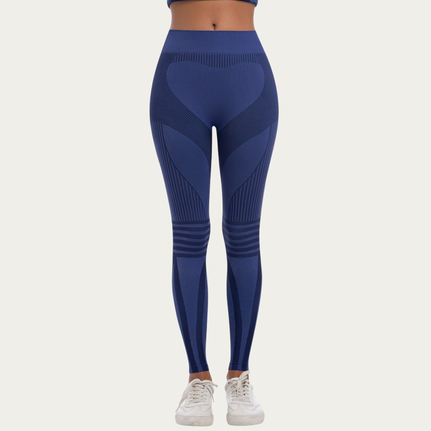 Seamless High Waist Ribbed Leggings with Sculpting Contour Panels and Compression Fit
