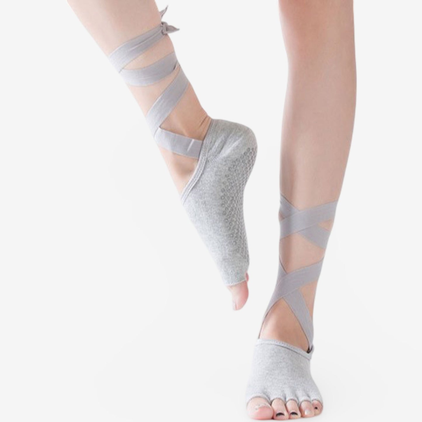 Tie-Strap Five-Toe Yoga Socks Non-Slip Pilates Socks 3 Pack