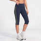 High Waist Side Stripe Capri Leggings Wide Waistband Cropped Workout Yoga Pants