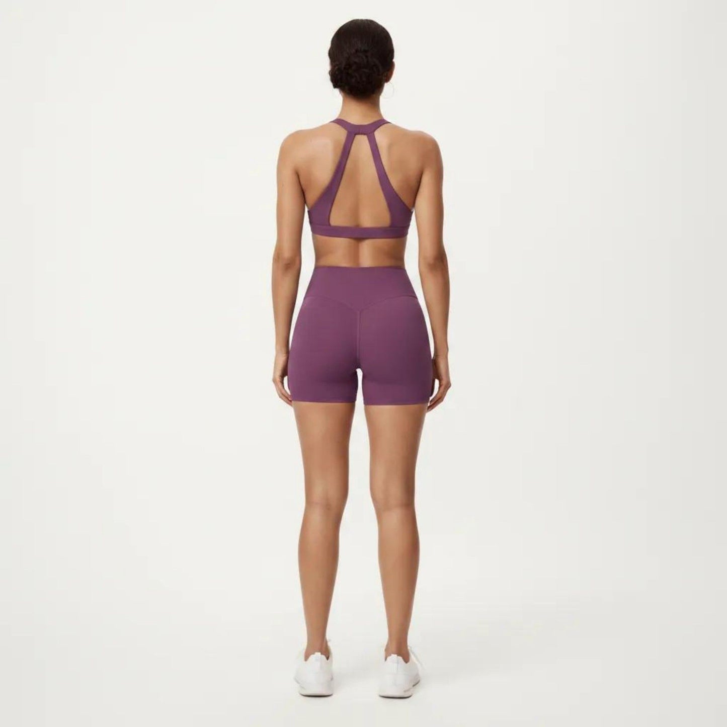 Racerback Sports Bra with Scoop Neck and Open Back Cutout Design