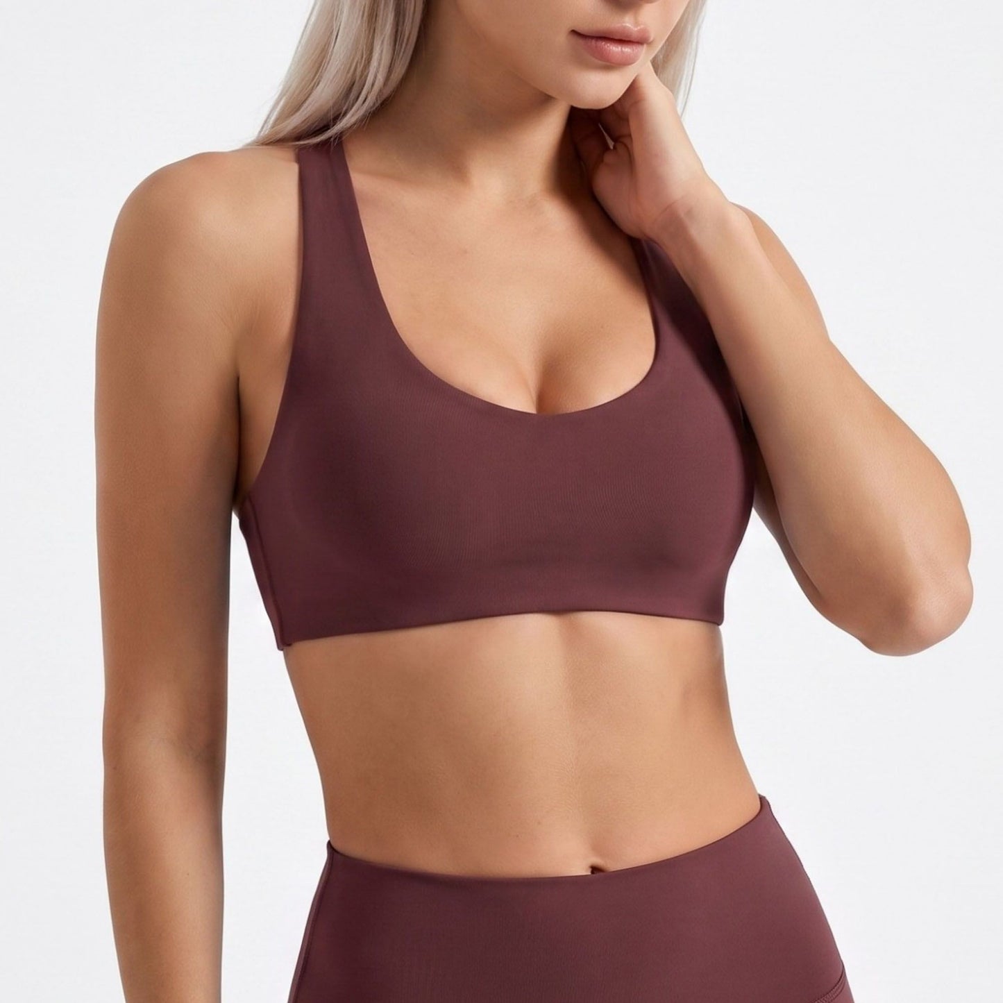 Cross Back Sports Bra Scoop Neck Workout Top