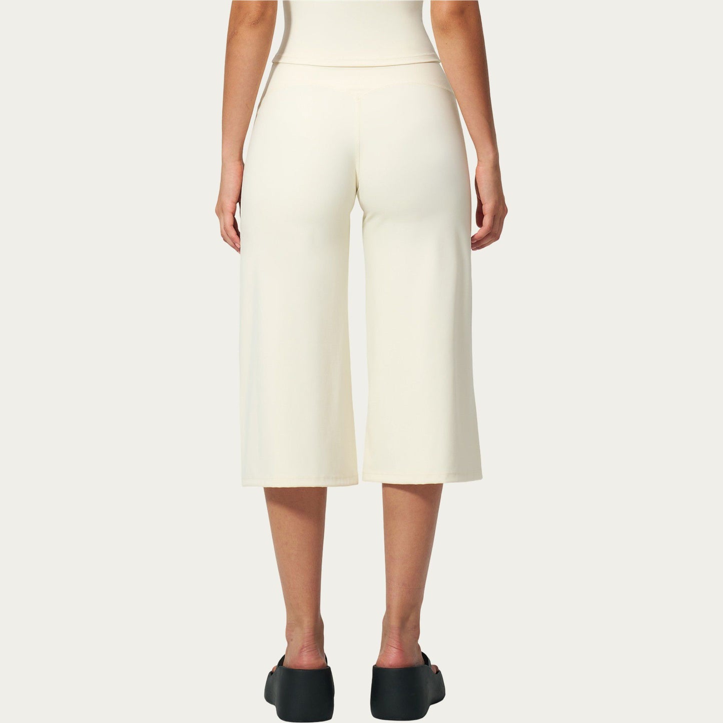 High Waist Capri Wide Leg Pants with Smooth Stretch Fabric and Relaxed Fit