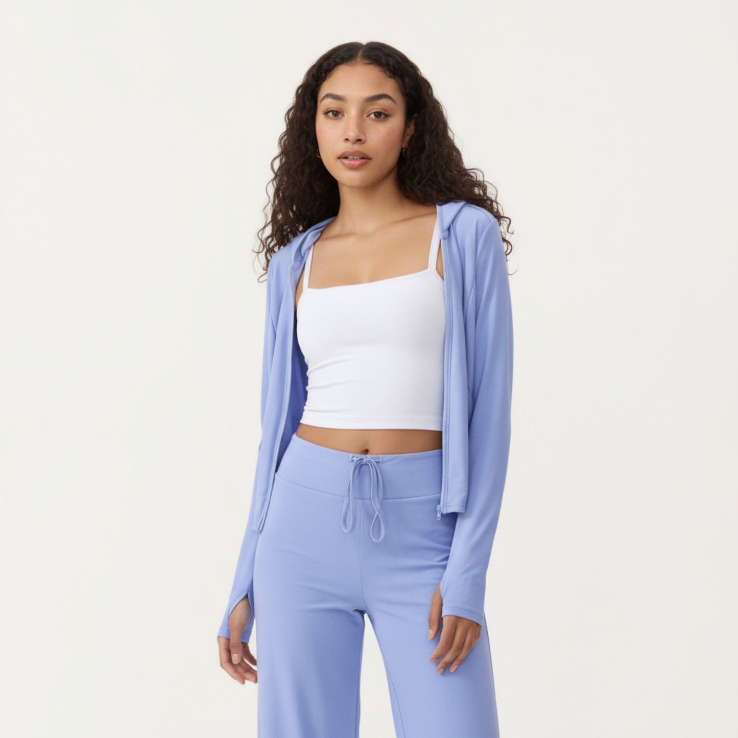 High Waist Wide Leg Sweatpants with Drawstring Waistband