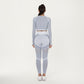 Long Sleeve Seamless Crop Top with Ribbed Texture and Contour Panels