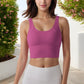 Longline Sports Bra with Wide Straps and Scoop Neck