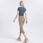 High Waist Capri Leggings with Wide Waistband Smooth Stretch Pull On Yoga Active Pants