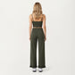 High Waist Wide Leg Sweatpants with Ruffle Hem Detail