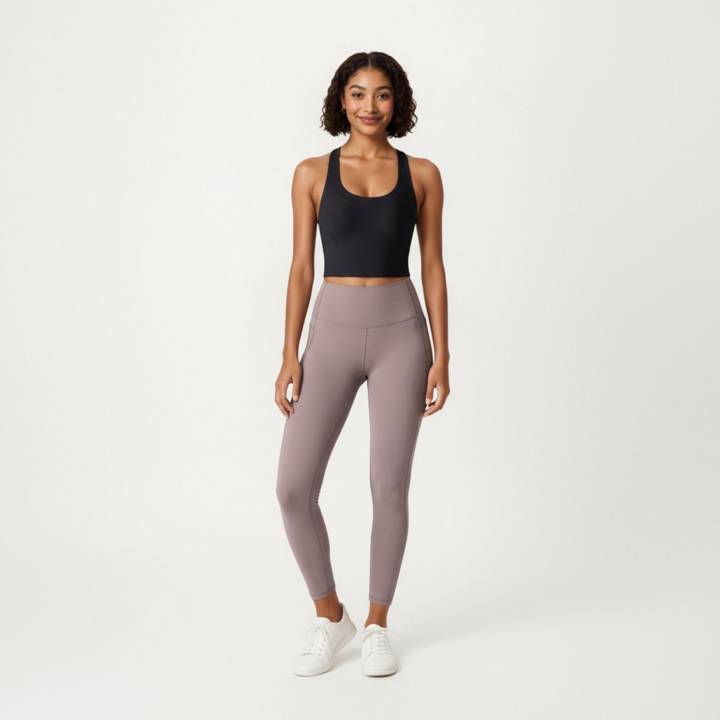 Cross Back Sports Tank Top with Scoop Neckline and Wide Supportive Band