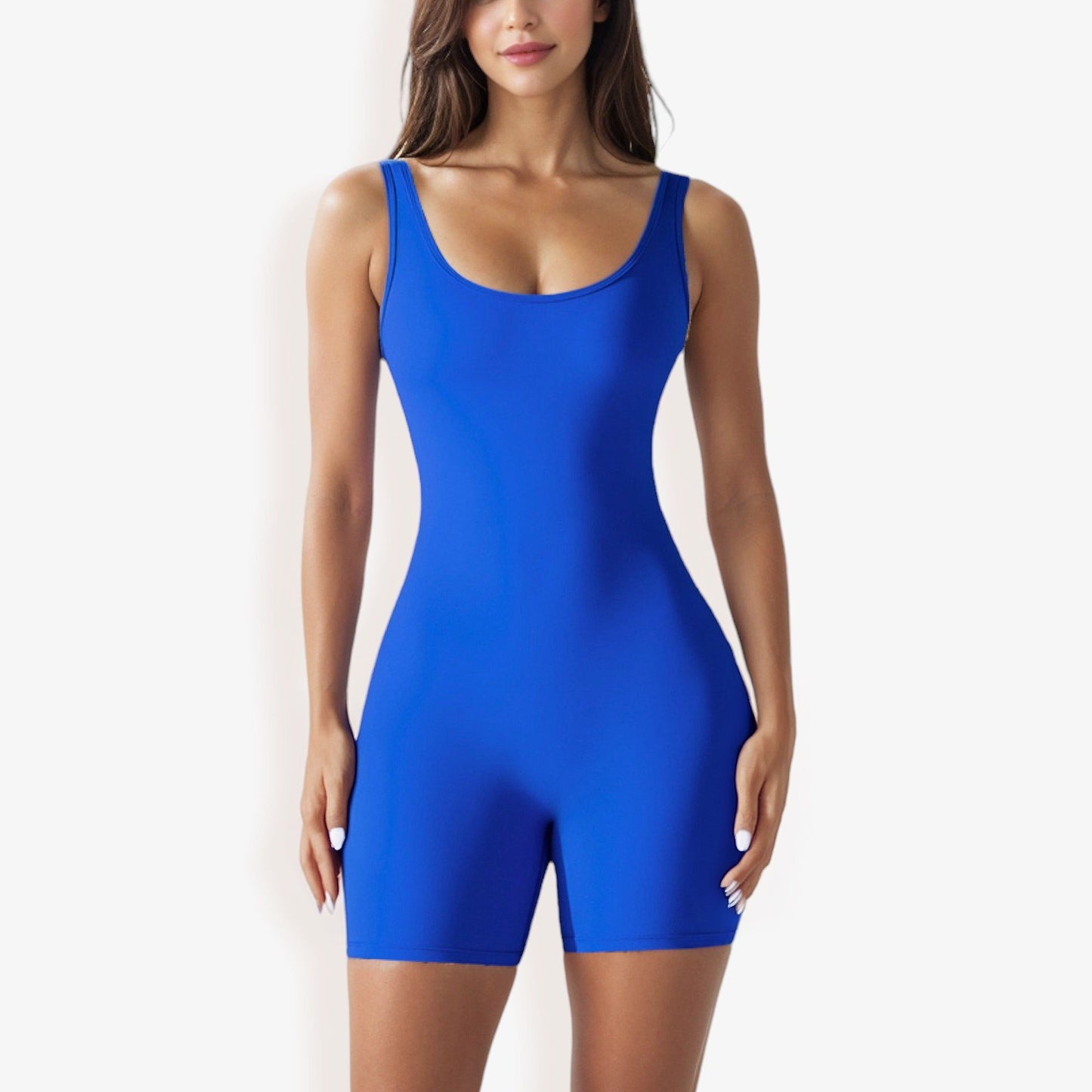 Sleeveless Bodycon Romper with Scoop Neck and Form-Fitting Design