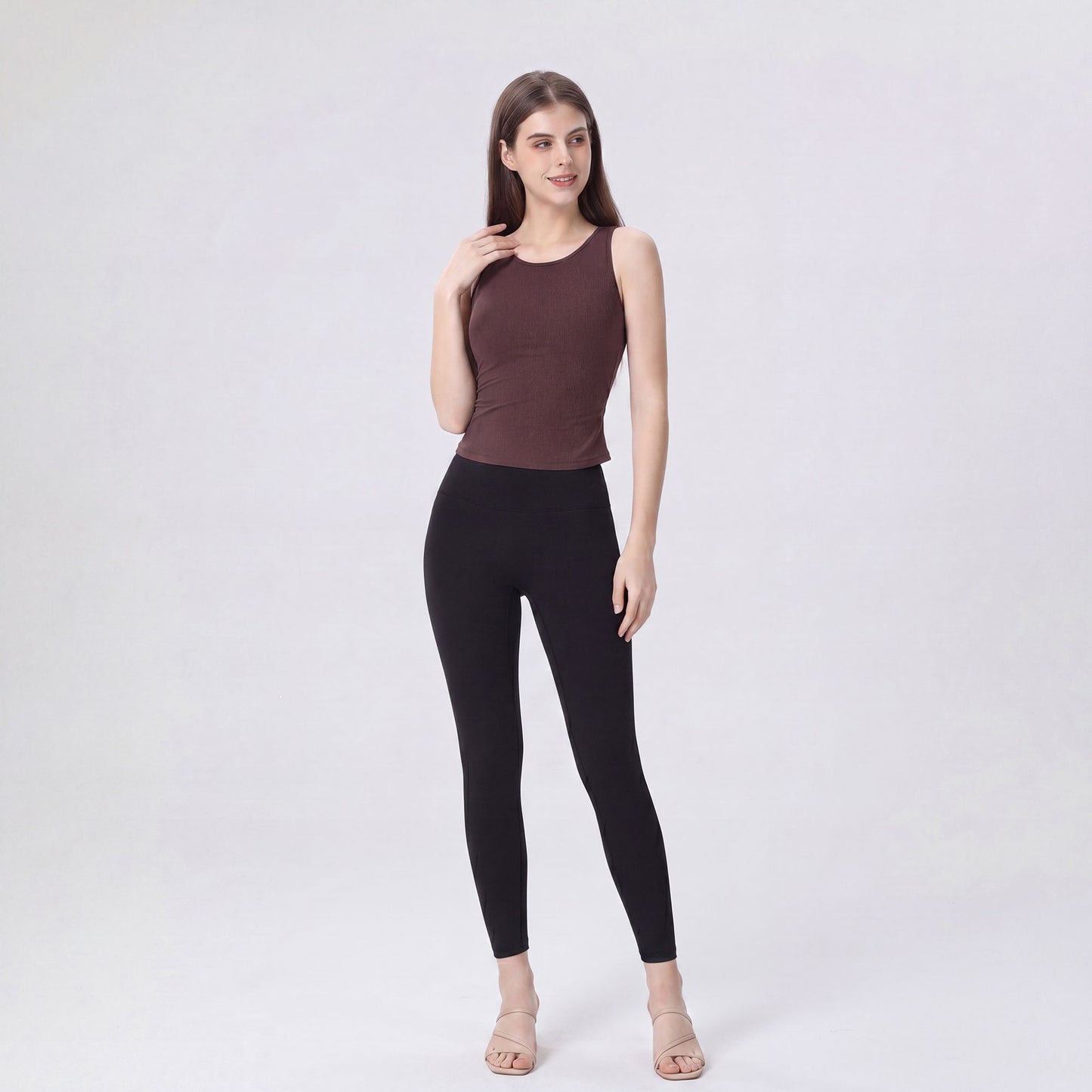 Sleeveless High Neck Cropped Yoga Tank Fitted Workout Activewear Top