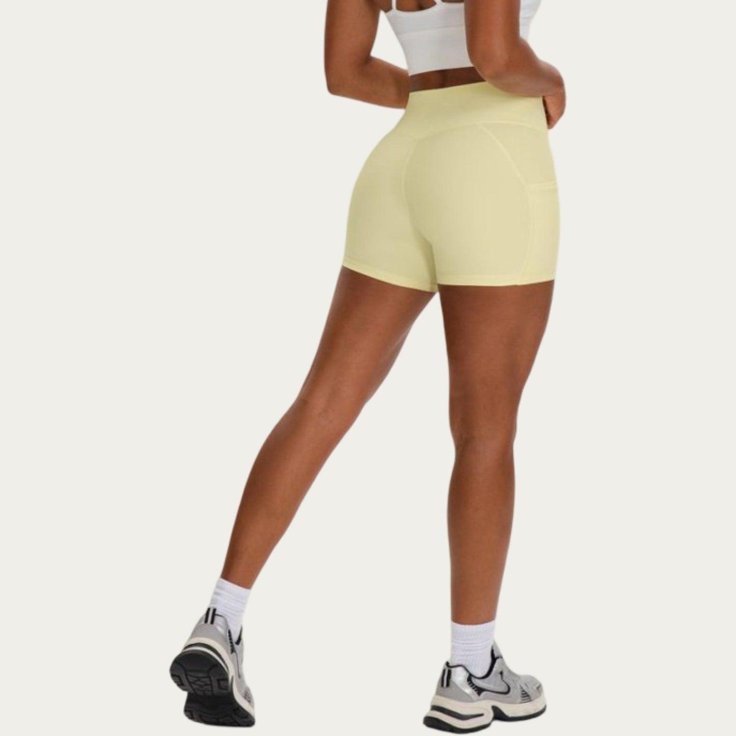 High Waist Biker Shorts with Side Pockets and Smooth Stretch Fit