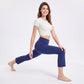 High Waist Cropped Flare Yoga Pants with Wide Waistband Smooth Stretch Workout Leggings