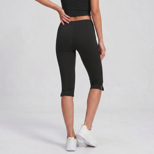 High Waist Capri Leggings Side Slit Cropped Workout Yoga Pants