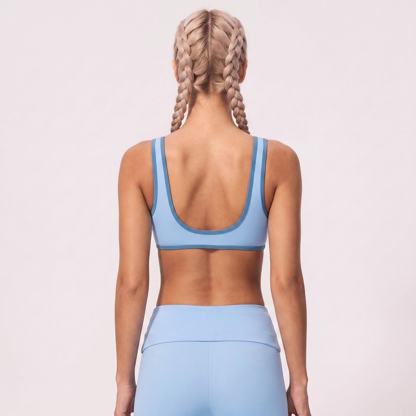 V Neck Sports Bra Contrast Trim Workout Top