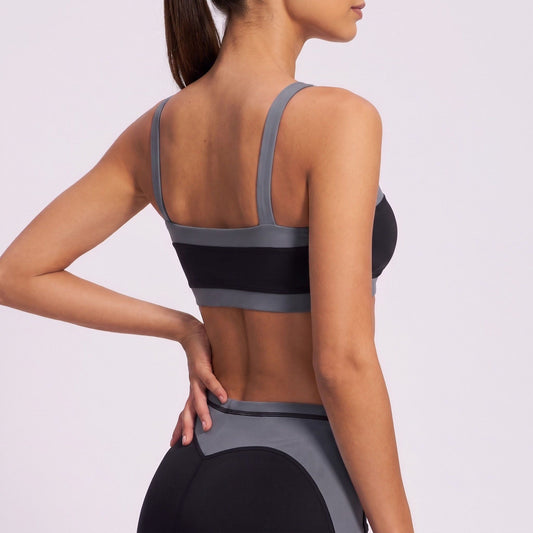 Square Neck Sports Bra with Slim Straps for Running Gym Training and Everyday Activewear