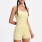 Cami Strap Active Romper Square Neck Open Back Workout Yoga One Piece Shorts Jumpsuit