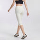 High Waist Capri Leggings with Wide Waistband Smooth Stretch Pull On Workout Yoga Pants