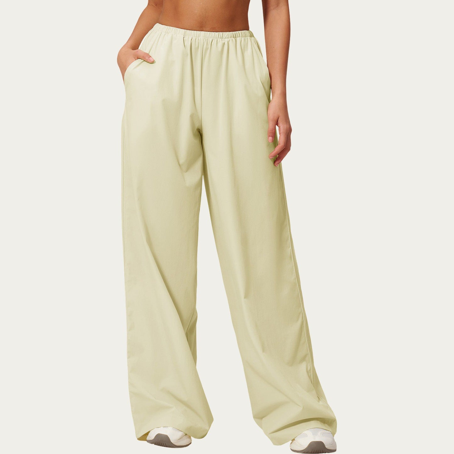 Wide Leg Lounge Pants with Elastic Waistband and Relaxed Draped Fit