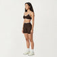 Contrast Trim Scoop Neck Sports Bra with Adjustable Spaghetti Straps