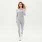 Seamless Long Sleeve Cropped Top with Thumbhole Cuffs and Fitted Waistband