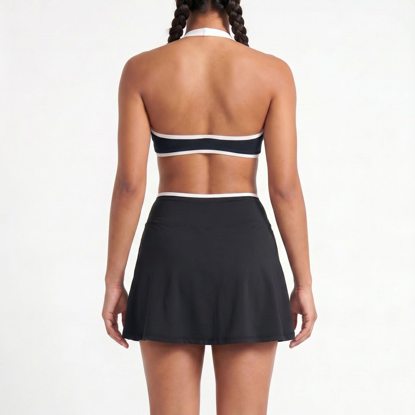 Padded Halter Sports Bra Tank Top Contrast Trim Workout Yoga Crop Top