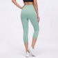 High Waist Capri Leggings with Wide Waistband Smooth Stretch Fit and Pull On Activewear Design