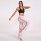 High Waist Wide Leg Workout Pants with Contrast Side Stripes