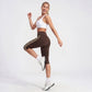 High Waist Side Stripe Capri Leggings Wide Waistband Cropped Workout Yoga Pants
