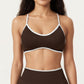 Contrast Trim Scoop Neck Sports Bra with Adjustable Spaghetti Straps