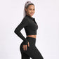Cropped Full Zip Workout Jacket with Thumbholes