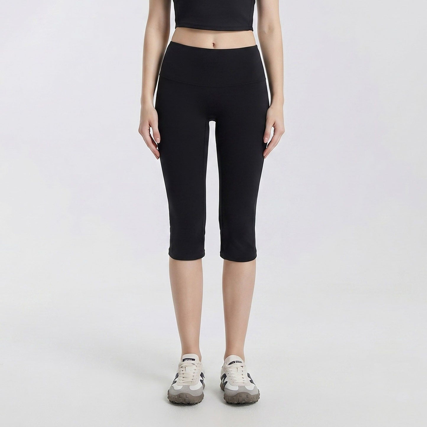 High Waist Capri Leggings with Wide Waistband Smooth Stretch Pull On Workout Yoga Pants